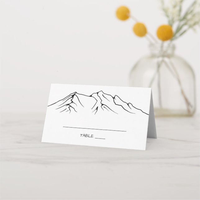 Rustic Woodsy Mountain | Vita Bröllop Placeringskort (Framsida)