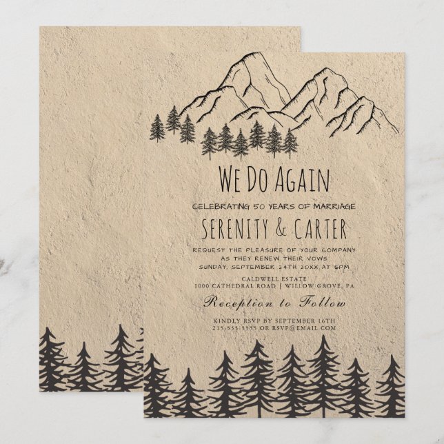 Rustic Woodsy Mountain Vow Renewal-inbjudan Inbjudningar (Fram/baksida)