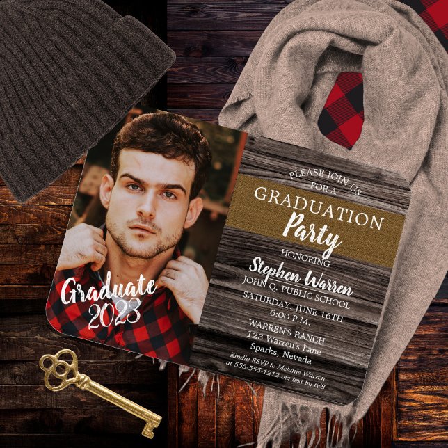 Rustic Woodsy Photo Studentfest Magnet (Rustic Woodsy Photo High School Graduation Party Invitation - Print | Download)