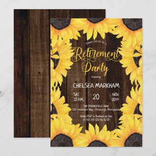 Rustic Woodsy Wood Solblommor Pension Party Inbjudningar