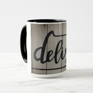 Rustic Woodtone DELISH Ord Art Mugg