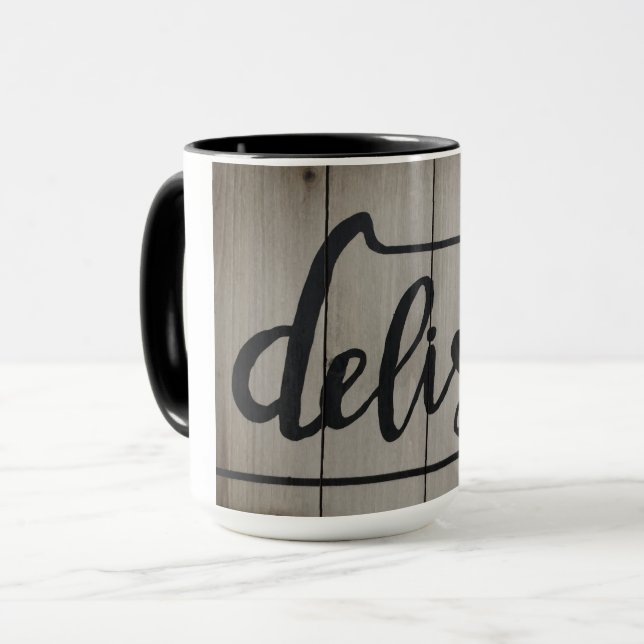 Rustic Woodtone DELISH Ord Art Mugg (Framsida vänster)