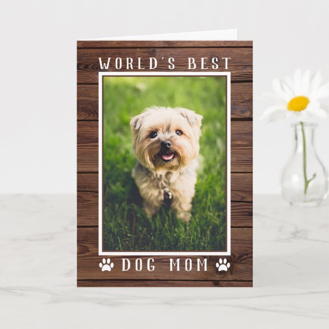 Rustic World's Best Hund Mamma Mors dag Photo Kort (Liten växt)