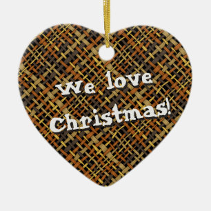 Rustic Woven Graphical Natural Burlap all Text Julgransprydnad Keramik
