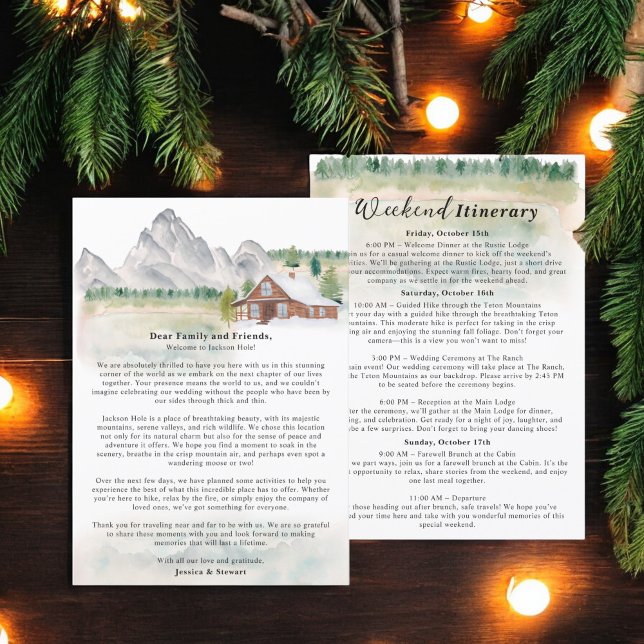 Rustic Wyoming destination bröllopsresa Inbjudningar (Rustic Wyoming destination wedding itinerary Invitation)