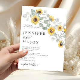 Rustic Yellow Flowers Sunflower Garden Wedding Inbjudningar