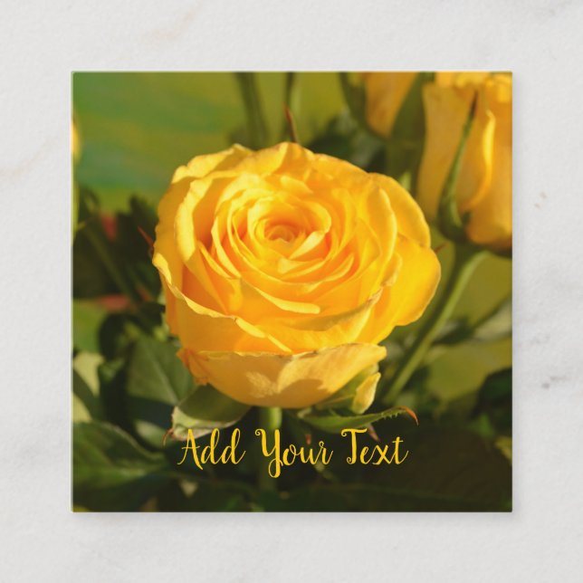 Rustic Yellow Rose Custom Text Tilläggskort (Framsida)