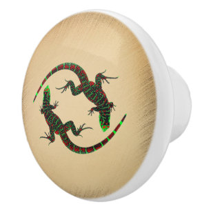 Rustic Yin Yang Lizards Knopp