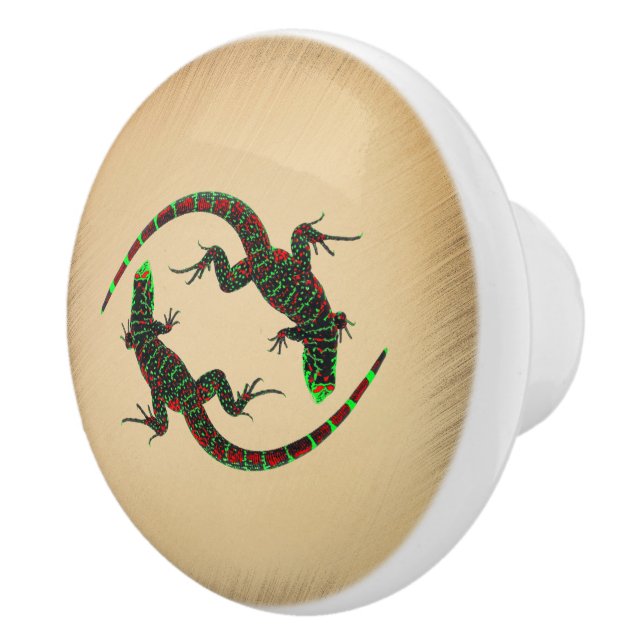 Rustic Yin Yang Lizards Knopp (Höger)