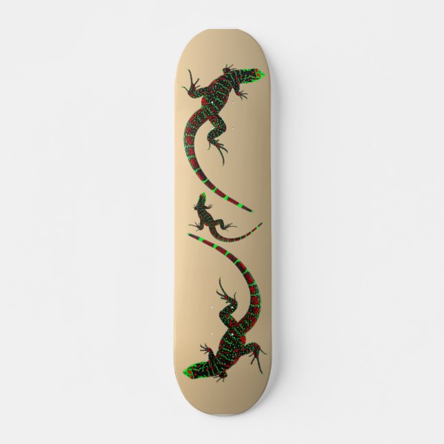 Rustic Yin Yang Lizards Mini Skateboard Bräda 18,5 Cm (Framsida)