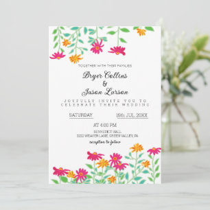 Rustic Zinnia Flowers bröllopsinbjudan Inbjudningar
