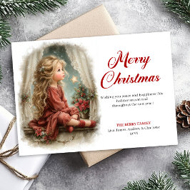Rusticmode Little Girl Awaits Santa Digital Julkort