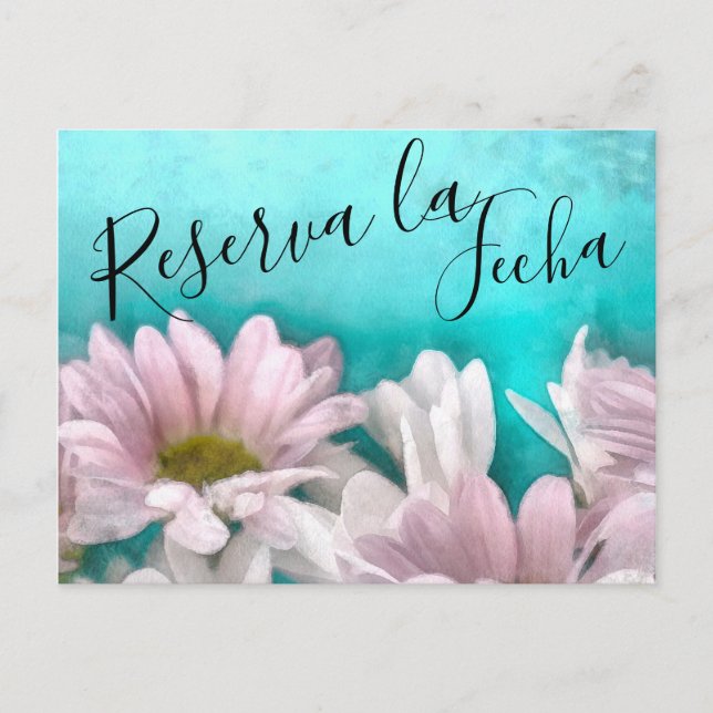 Rústico Margarita Floral Acuarel Reserva Datum Meddelande Vykort (Framsida)