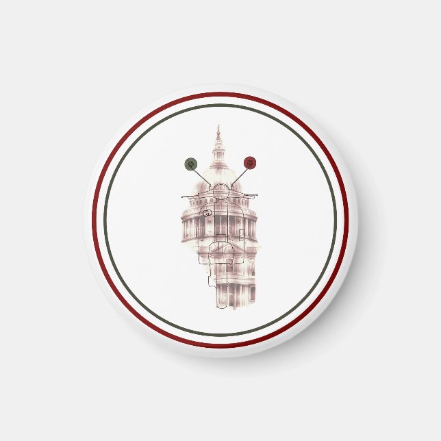 Rústico Vermelho Catedral Sketch Urbano Magnet (Framsidan)