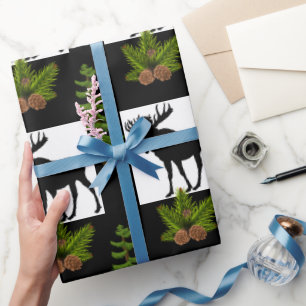 Rustig Älg med Tallgrenar Presentpapper