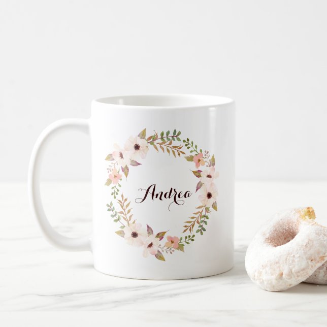 Rustig avföring och Blommigt Utandning Personlig m Kaffemugg (Med munk)