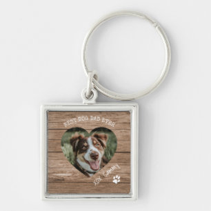 Rustig bästa Hund Pappa någonsin  Heart Pet Photo Fyrkantig Silverfärgad Nyckelring