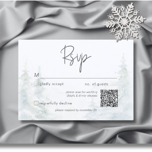 Rustig bergsmiljö Winter Scene Watercolor QR-kod OSA Kort