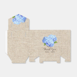 Rustig blå Hydrangea Flower Burlap-Tack Presentaskar