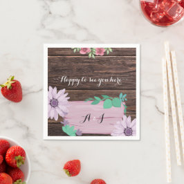 Rustig blommigt MONOGRAM bröllop Napkins Pappersservett