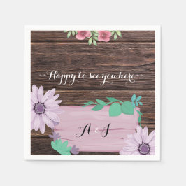 Rustig blommigt MONOGRAM bröllop Napkins Pappersservett