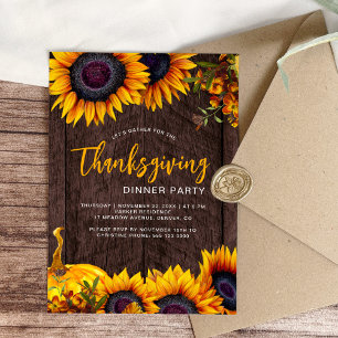 Rustig blommigt Pumpa Thanksgiving middag Inbjudningar