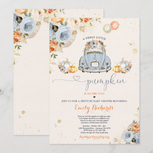 Rustig Blommigt Pumpkin-enhet efter babyskor Inbjudningar