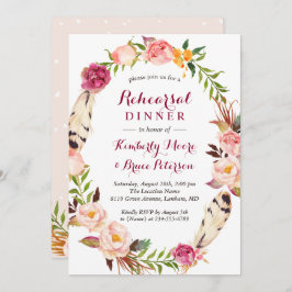 Rustig Blommigt Utandning Boho Bröllop Rehearsal M Inbjudningar