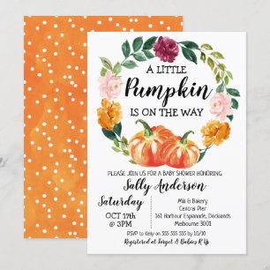 Rustig Blommigt Utandning, liten Pumpkin Baby Show Inbjudningar