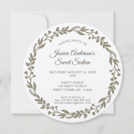 Rustig Blommigt Utandning Sweet sixteen Inbjudningar