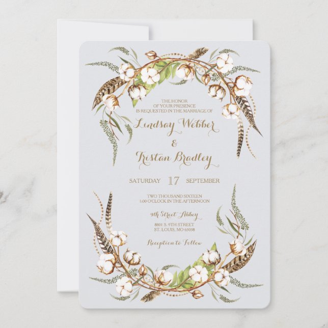 Rustig bomullsfrö, andfåglar Bröllop Inbjudningar (Framsida)