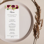 Rustig  burgundisk Blommigt - Kalligrafi - middag Meny<br><div class="desc">Det här  kalligrafimidmenykortet för burgundsmöret i blommigten är perfekt för ett enkelt bröllop. Utformningen har blommor med rosa,  ,  röd,  burgund och insida vattenfärg med grönt bladage. Den här menyn kan användas för bröllopsmottagning,  repetitionsmiddag,  möhippa eller vilken händelse som helst.</div>