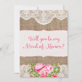 Rustig Burlap Snöre Kommer du att vara min Maid of Inbjudningar