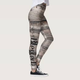 Rustig chic BLESSED-skript på barnwood | Leggings