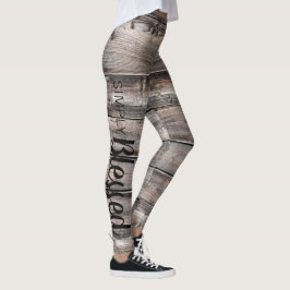 Rustig chic BLESSED-skript på barnwood | Leggings