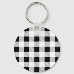 Rustig chic bondgård svartvit buffel plaid nyckelring