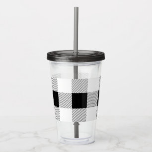 Rustig chic bondgård svartvit buffel plaid take away mugg