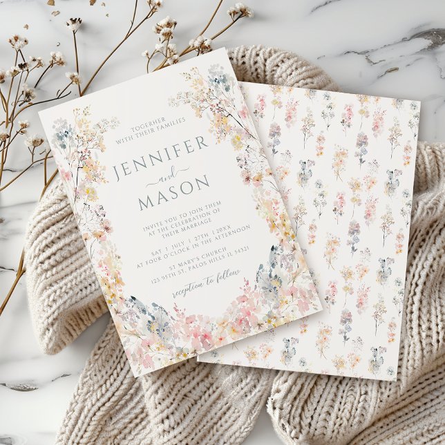 Rustig Elegant Blommigt Utandning Bröllop Inbjudningar (Skapare uppladdad)