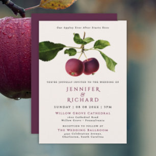 Rustig Elegant Burgundy Apple allt efter Bröllop Inbjudningar