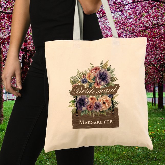 Rustig färgfull Blommigt Vattenfärg Bridesmaid-gåv Tygkasse (Skapare uppladdad)