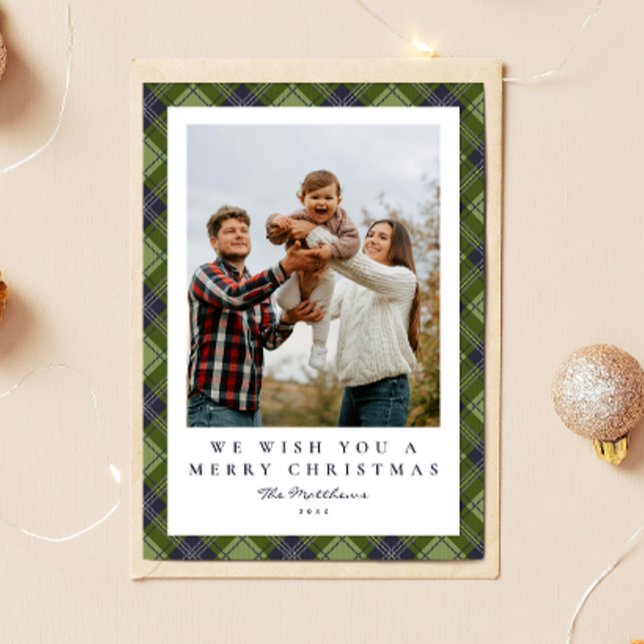 Rustig Festive Grönt Pput Family Photo-jul Julkort (Skapare uppladdad)