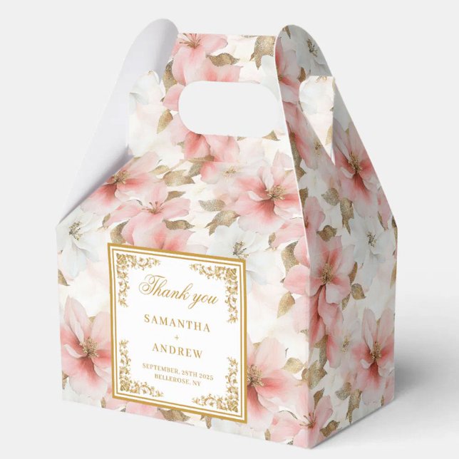 Rustig förmånslåda för  elfenbensfärgat bröllop presentaskar (Rustic blush ivory watercolor wedding favor box)