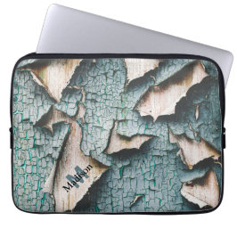 Rustig, gammal, ljusblå grönt, skalningsfärg Monog Laptop Fodral