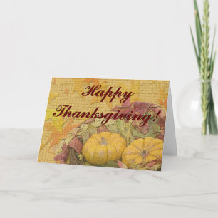 Rustig Glad Thanksgiving Höstblad Pumpor Helgkort