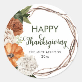 Rustig Glad Thanksgiving Pumpa Runt Klistermärke