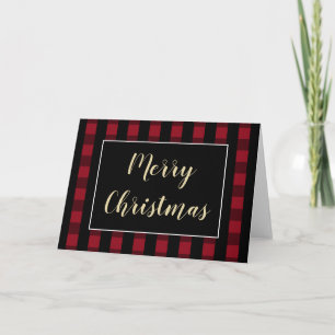 Rustig God Jul Röd Och Svart Rutig Filta Kort