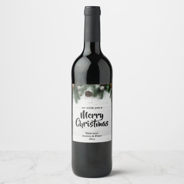 Rustig God Jul tall Vin etikett (Framsida)
