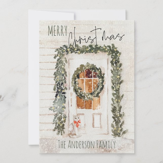 Rustig God jul, utandningsluft, ytterkatt Julkort (Framsida)