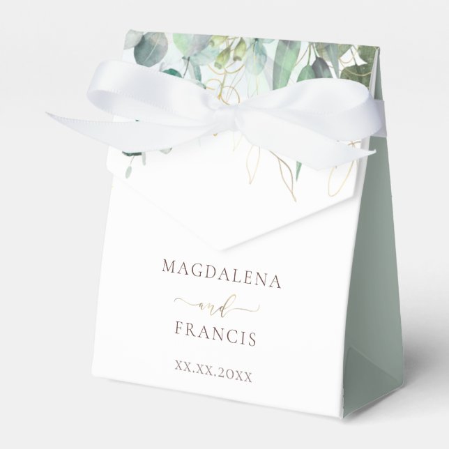 Rustig greenery bröllop presentaskar (Framsidan Sidan)