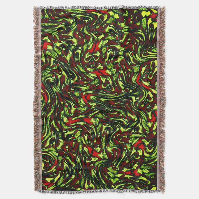 Rustig, grönaktig gult och levande röd kurvor filt (Framsidan Vertikal)